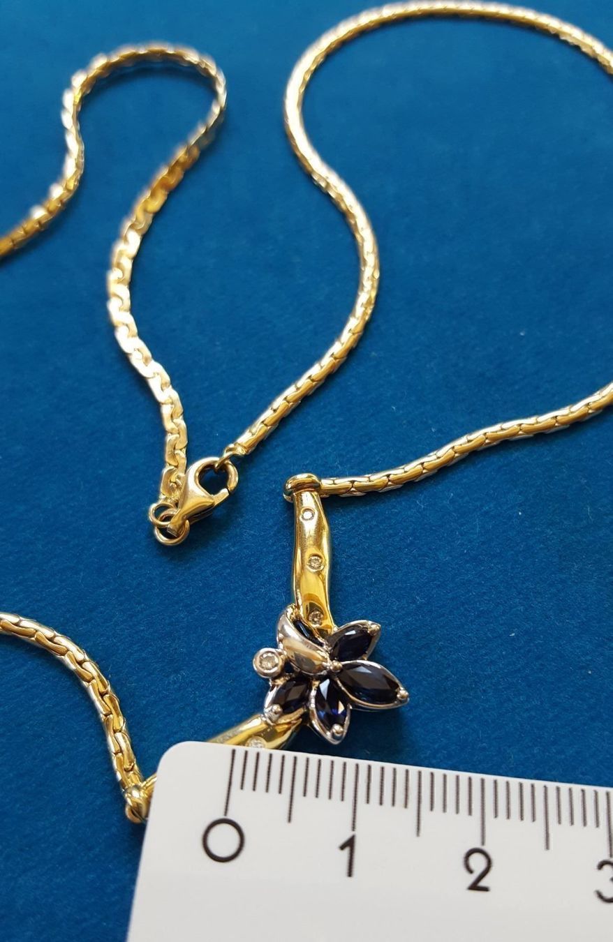 Catenine: 750 Gold Collier mit Brillanten/Saphire – Usato da Wald ZH venduto da Aniade 4
