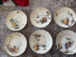 6 antike Kuchenteller von Villeroy und Boch Mettlach um 1900