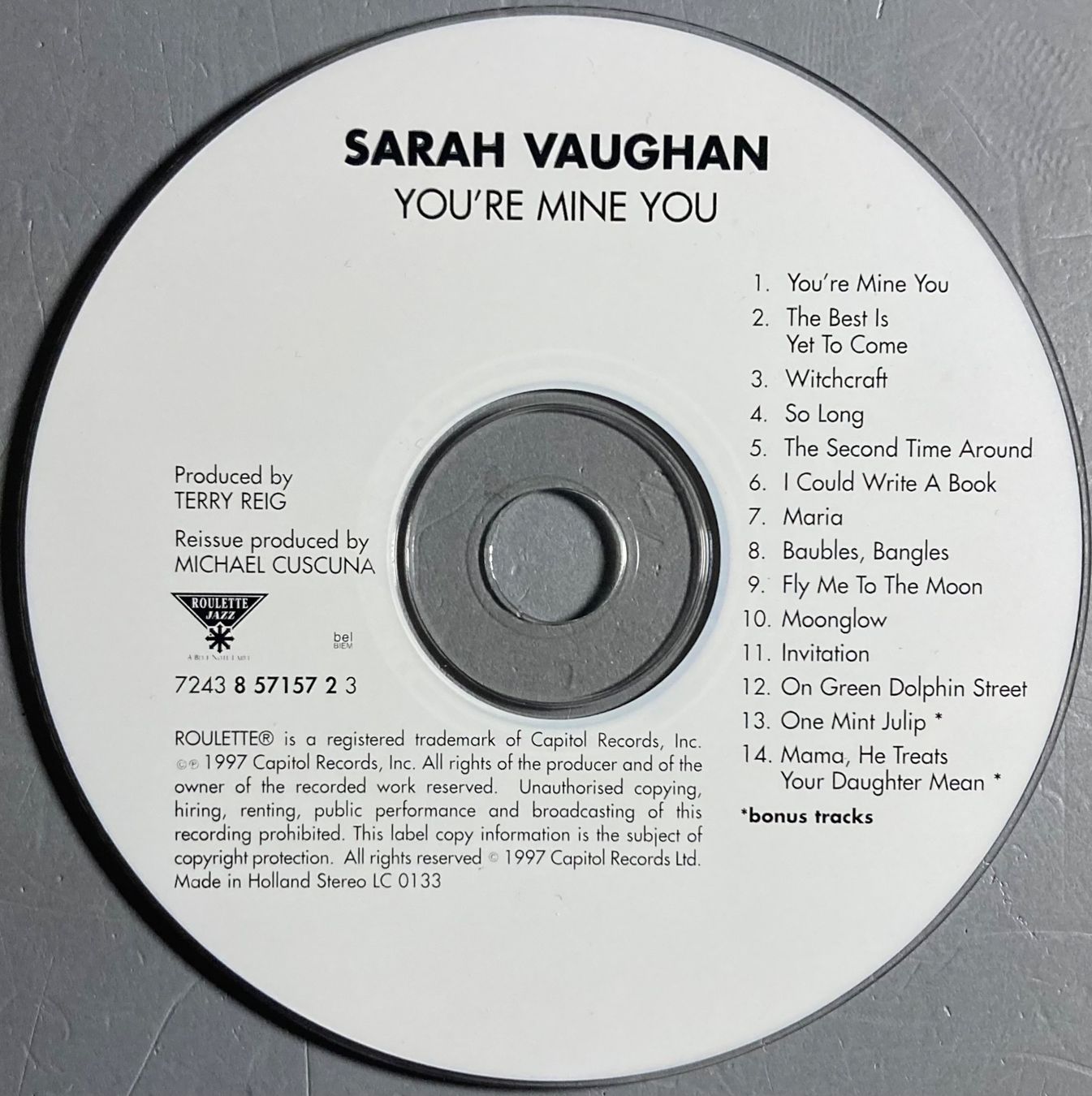 CD: SARAH VAUGHAN - YOU'RE MINE YOU – Usato da Poliez-Pittet venduto da Newtown-Records 2