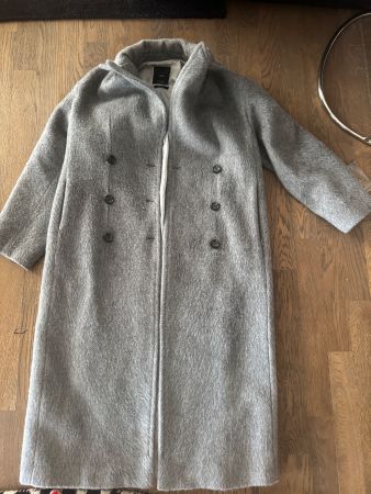 XXL Sehr langer Wollmantel grau Grösse S