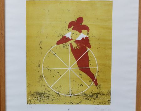Oskar Weiss Original Lithographie signiert Clown Bajazzo