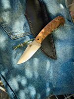 Bushcraft Messer Unikat mit Nussbaum & Lederscheide