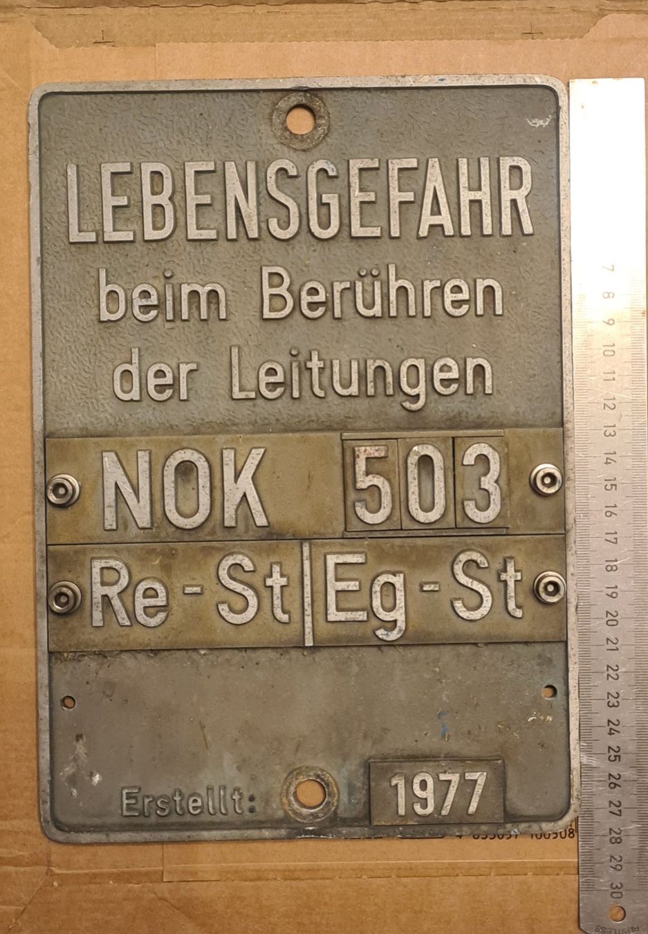 Insegne: Schild Aluminium Lebensgefahr Leitungen – Usato da Knonau venduto da michaeln89