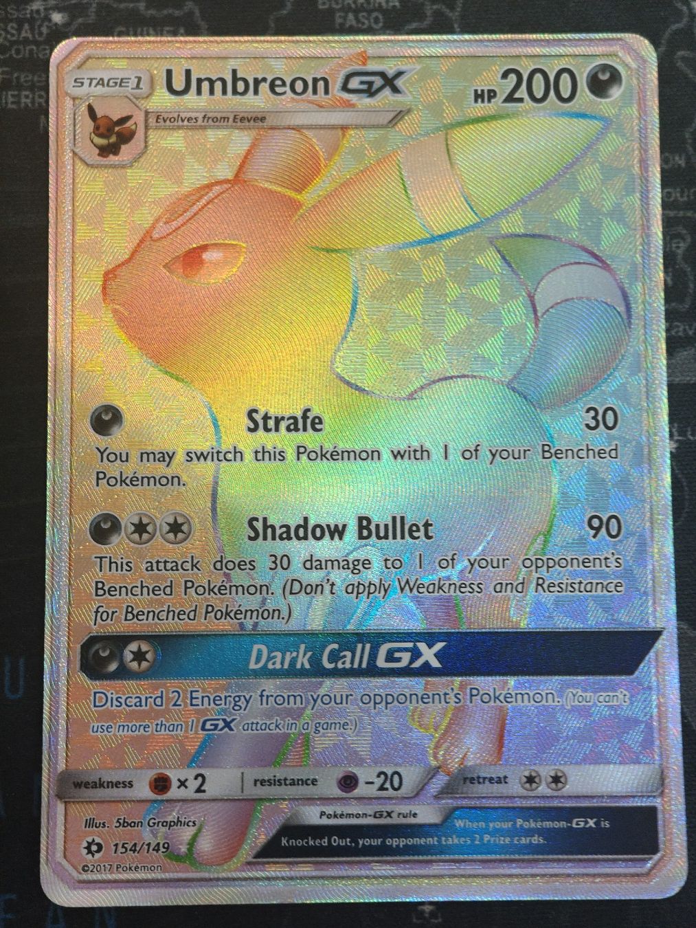Pokémon Carte collezionabili: Umbreon GX Rainbow 154/149 EN – Usato da Therwil venduto da Cordachu_Trade