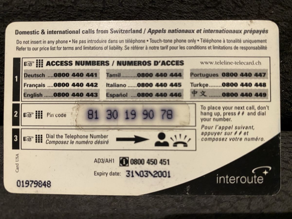 Schede telefoniche: Teleline  – Usato da Lausanne venduto da babacard10 1