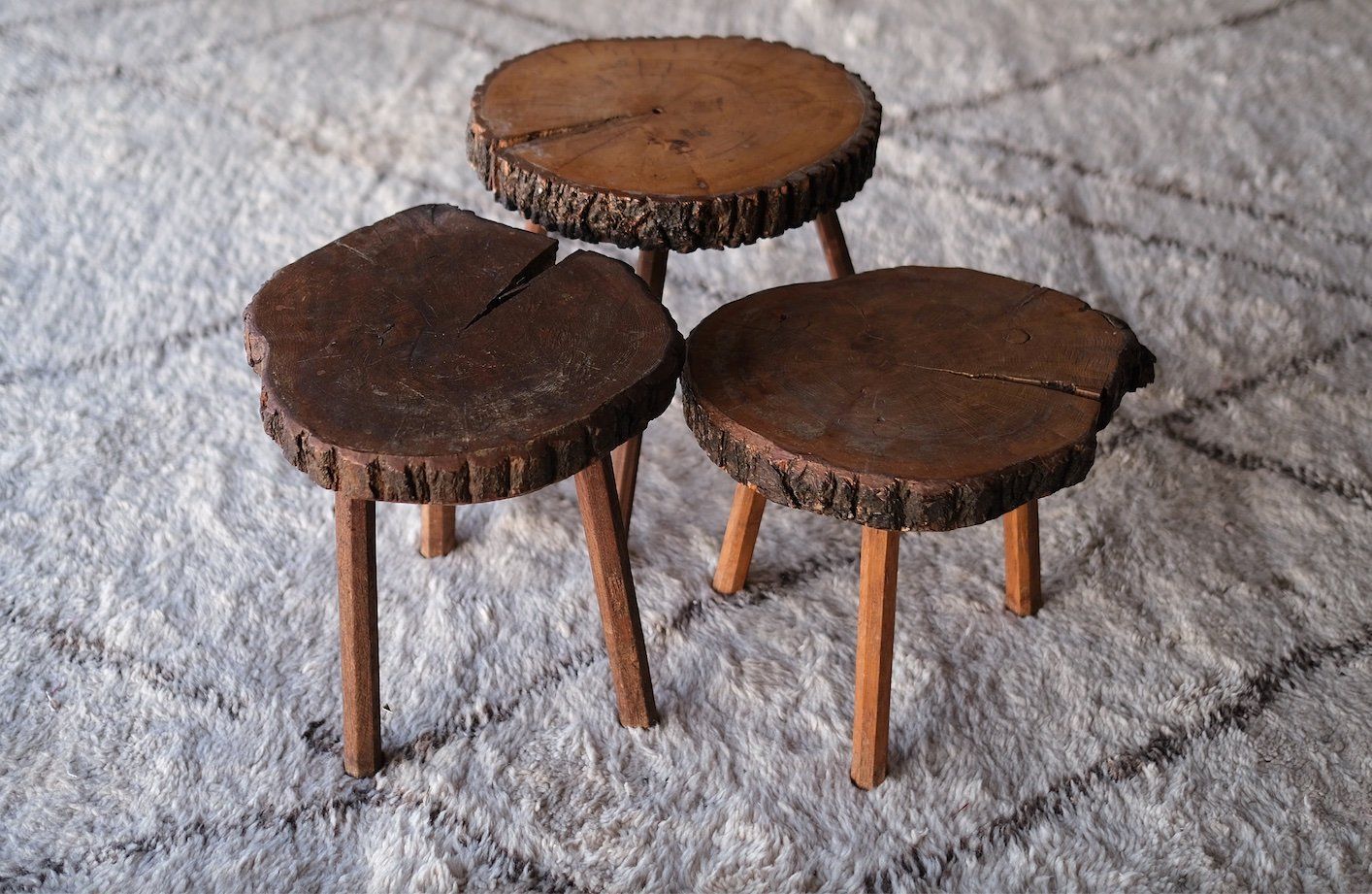 Tischset: 3 Beistelltische Rustic / Mid Century modern – Gebraucht aus Bern von Zmodern_VIN 6