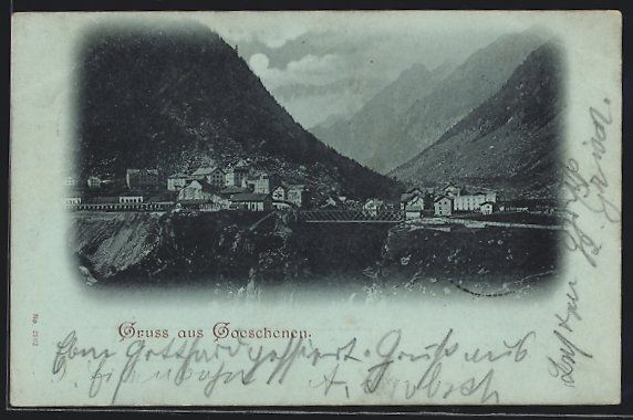 Cartoline postali: AK Goeschenen, Gesamtansicht, 1898 – Usato da Berlin venduto da bartko-reher