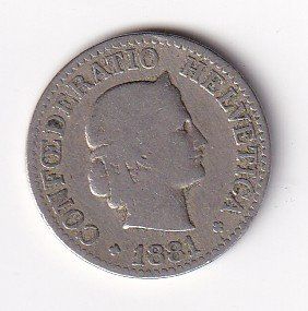 Tutti le monete: 10 Rappen 1881 rar – Usato da Neuchâtel venduto da karlpierrino