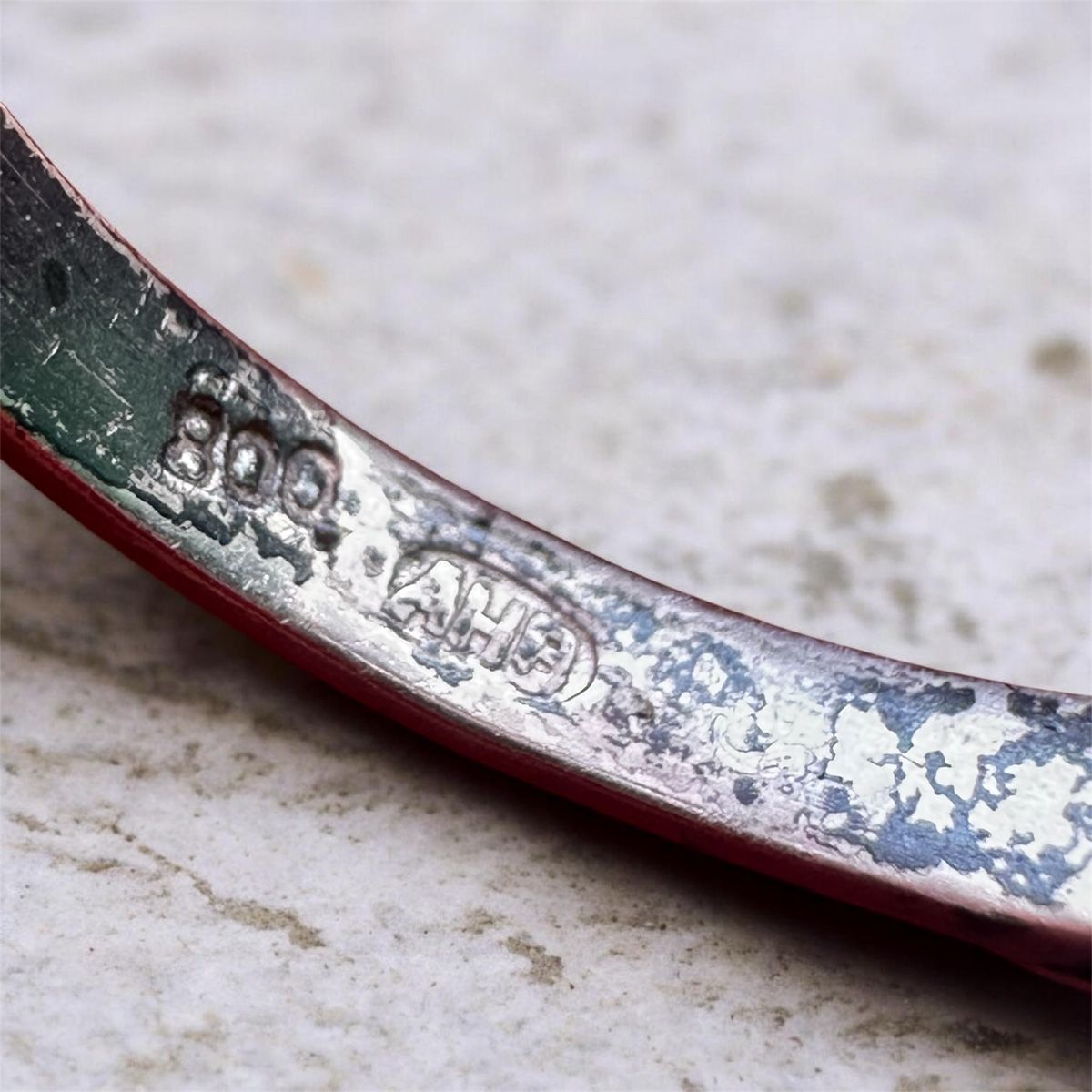 Anelli: 800 Silber Vintage-Ring mit grünem Cabochon – Usato da Nebikon venduto da Vanessa2003 6