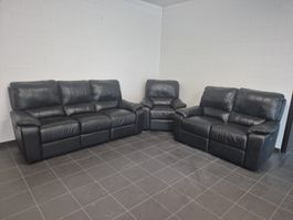 Leder Sofa Garnitur Polstergruppe mit Liege Relax Funktion