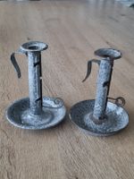 Kerzenständer Emaille, 2 Stk, Vintage Shabby Chic Deko
