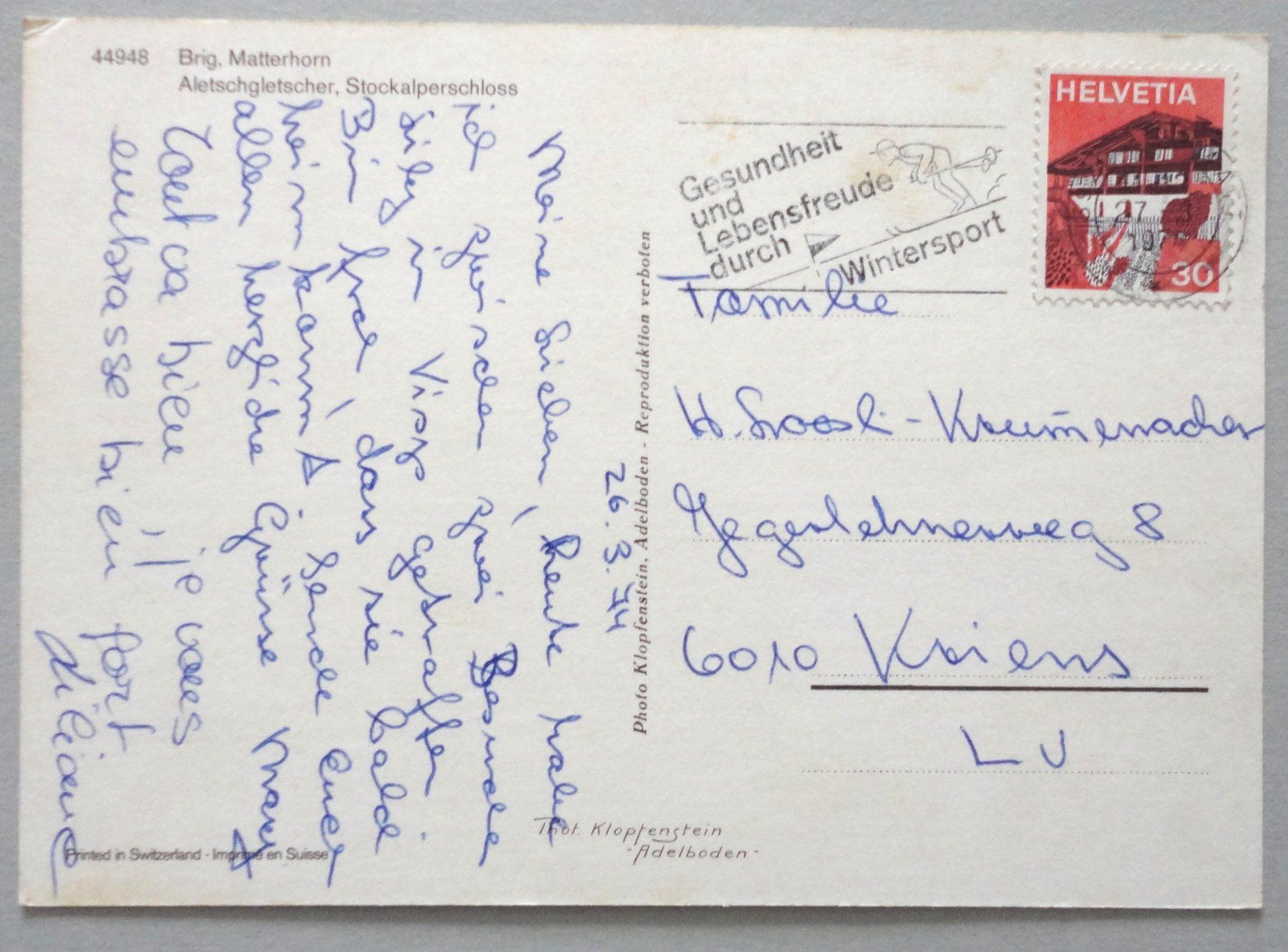 Cartoline postali: Brig - Wallis – Usato da Fétigny venduto da Billy2miny 1