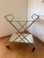 Servierwagen goldfarben mit Spiegelplatten