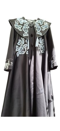 Elegante VIVETTA Mantel, Schwarz mit Blumenstickerei, Neu!