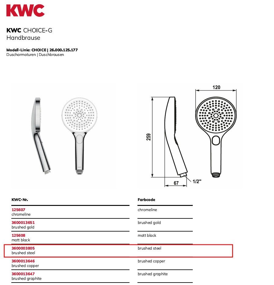 Kwc Duschbrausen: 576 KWC CHOICE-G Handbrause – Neu und originalverpackt aus Derendingen von Meisterstuecke 1