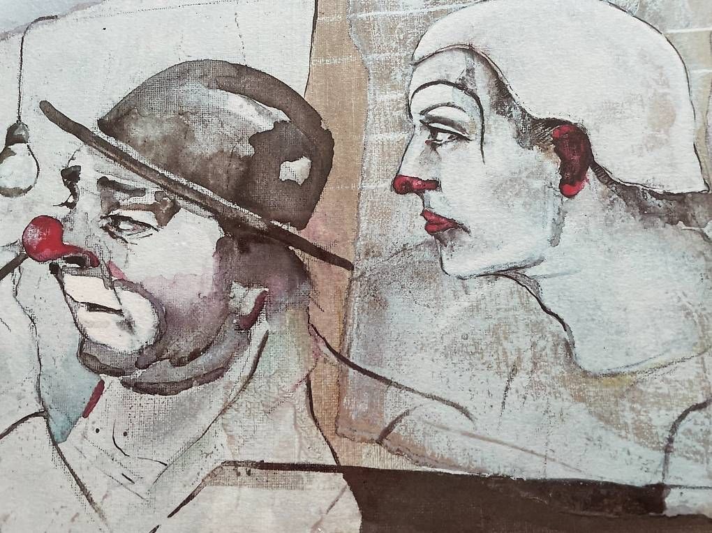 Grafica & Litografie: Rolf Knie Lithographie 2 Clowns – Usato da Geroldswil venduto da Floristik2015 2