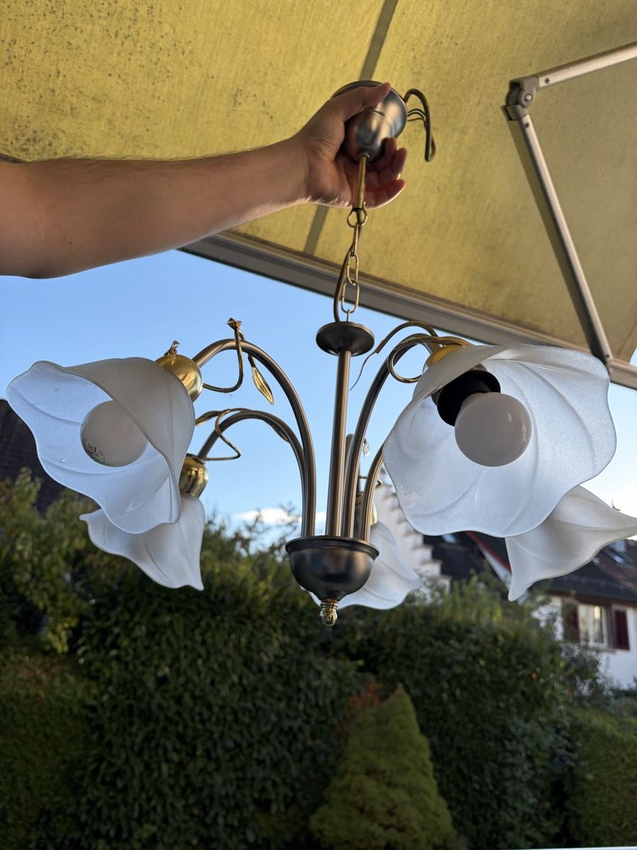 Kronleuchter & Deckenlampen: Deckenleuchte Messing mit 5 Glasschirmen – Gebraucht aus Zürich von dor_9l9g 4