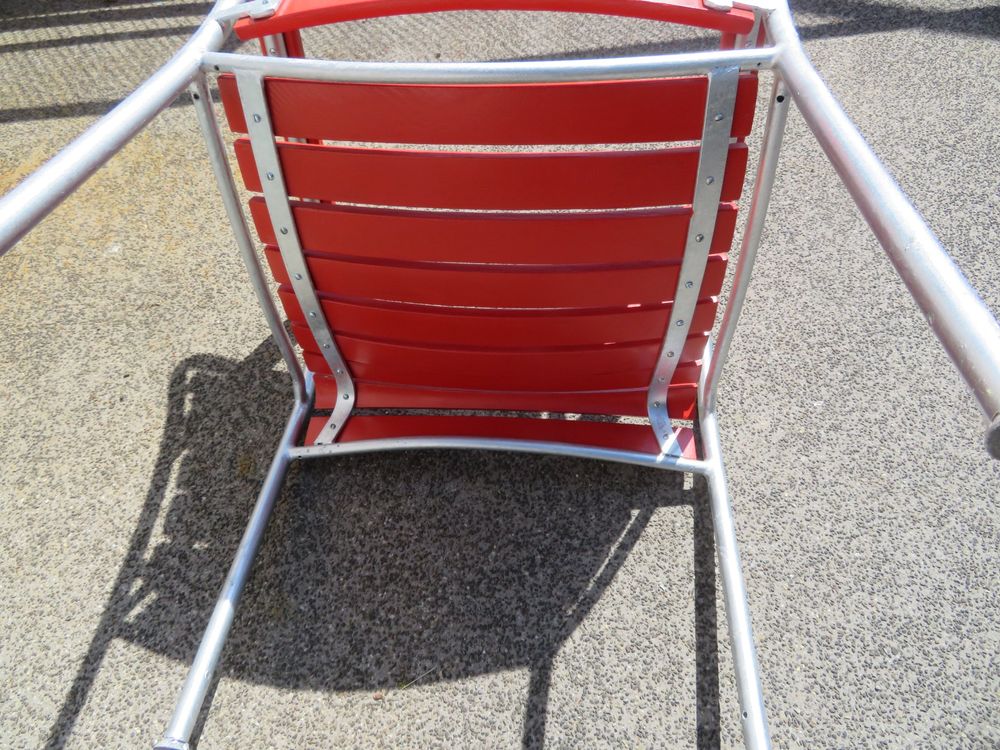 BIGLA, Roter Gartenstuhl, restauriert, verzinkt 5