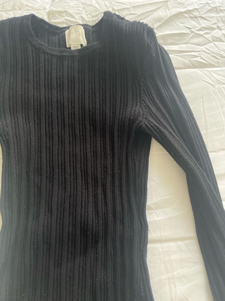H&M Top: Basic geripptes Oberteil, schwarz, XS – Nuovo (secondo la descrizione) da Arch venduto da sibylle.anne 1