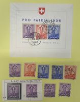 Pro Patria 1936 Lot gestempelt mit Mängel Block u. Marken