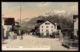 AK Buchs /St. Gallen, Bahnhofstraße mit Drei Schwestern