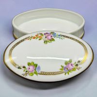Boîte à bijoux ancienne porcelaine Limoges peint M. DUCRET