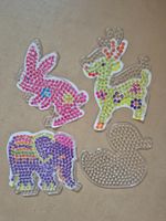 4 Bügelperlenvorlagen, Elefant, Rentier, Hase, Ente
