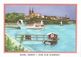 Basler Rhein - "Tor zur Schweiz", alte Ansichtskarte