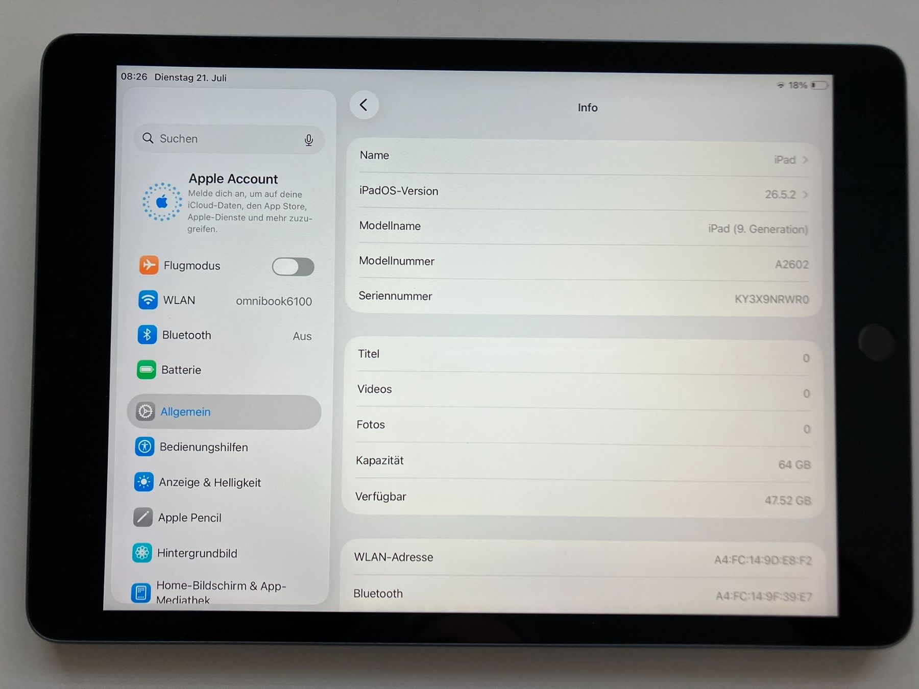 Apple Tablet PC: iPad 9.Generation WiFi / 64GB / Model A2602 – Gebraucht aus Meisterschwanden von Discus0 1