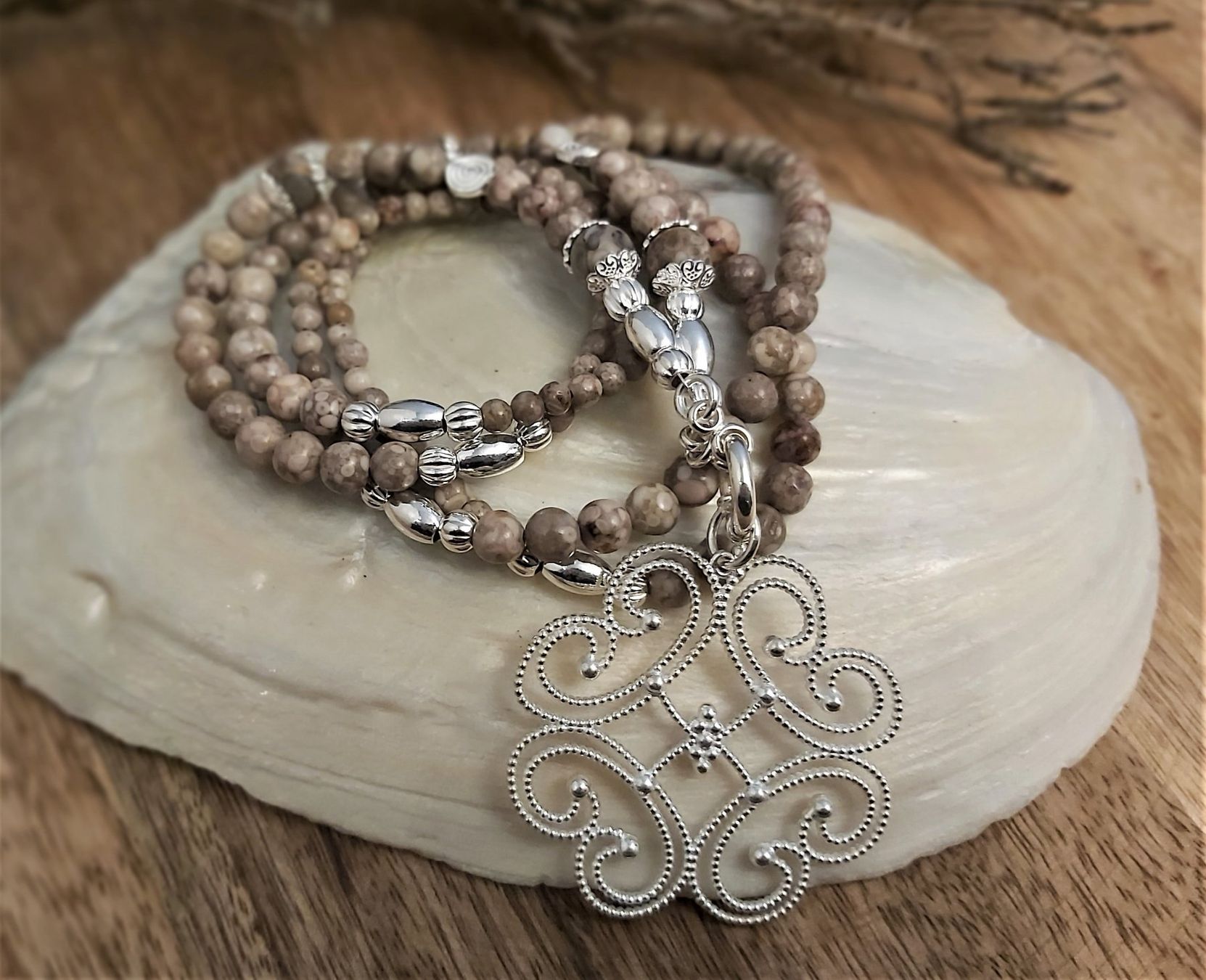 Catenine: ROSA - Edelsteinkette - Sterling Silber - hellbraun – Nuovo e nell'imballaggio originale da Mühlethal venduto da nicita-modeschmuck 1