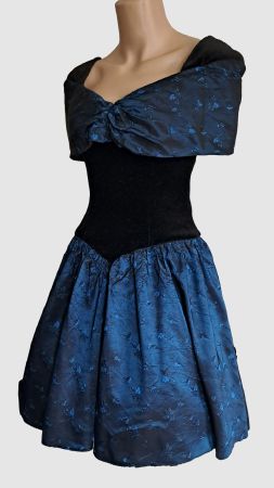 Cocktailkleid Abendkleid Partykleid Gr.S, Vintage Samt Taft