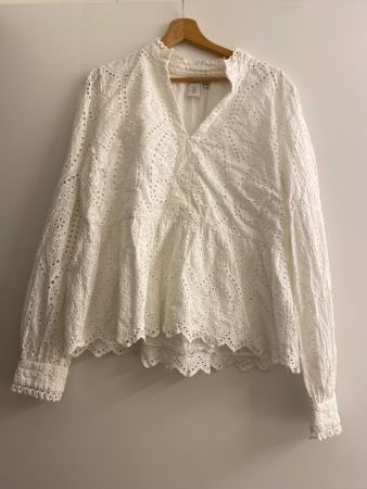 YAS Bluse mit Lochstickerei weiss Gr. XL