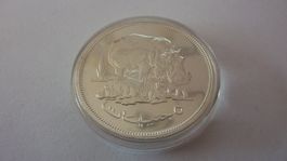 Silbermünze Sudan : Flusspferd 1976 ,WWF