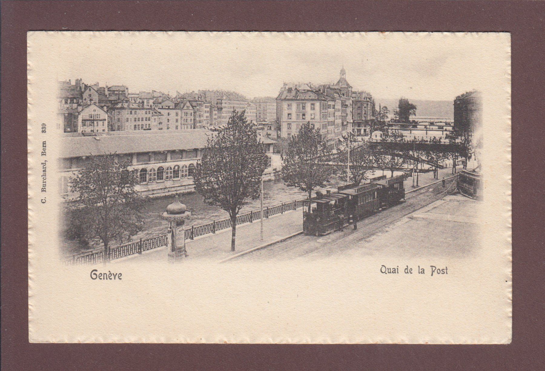Cartoline postali: GENEVE - Quai de la Poste - Tram – Usato da Pully venduto da nicecards