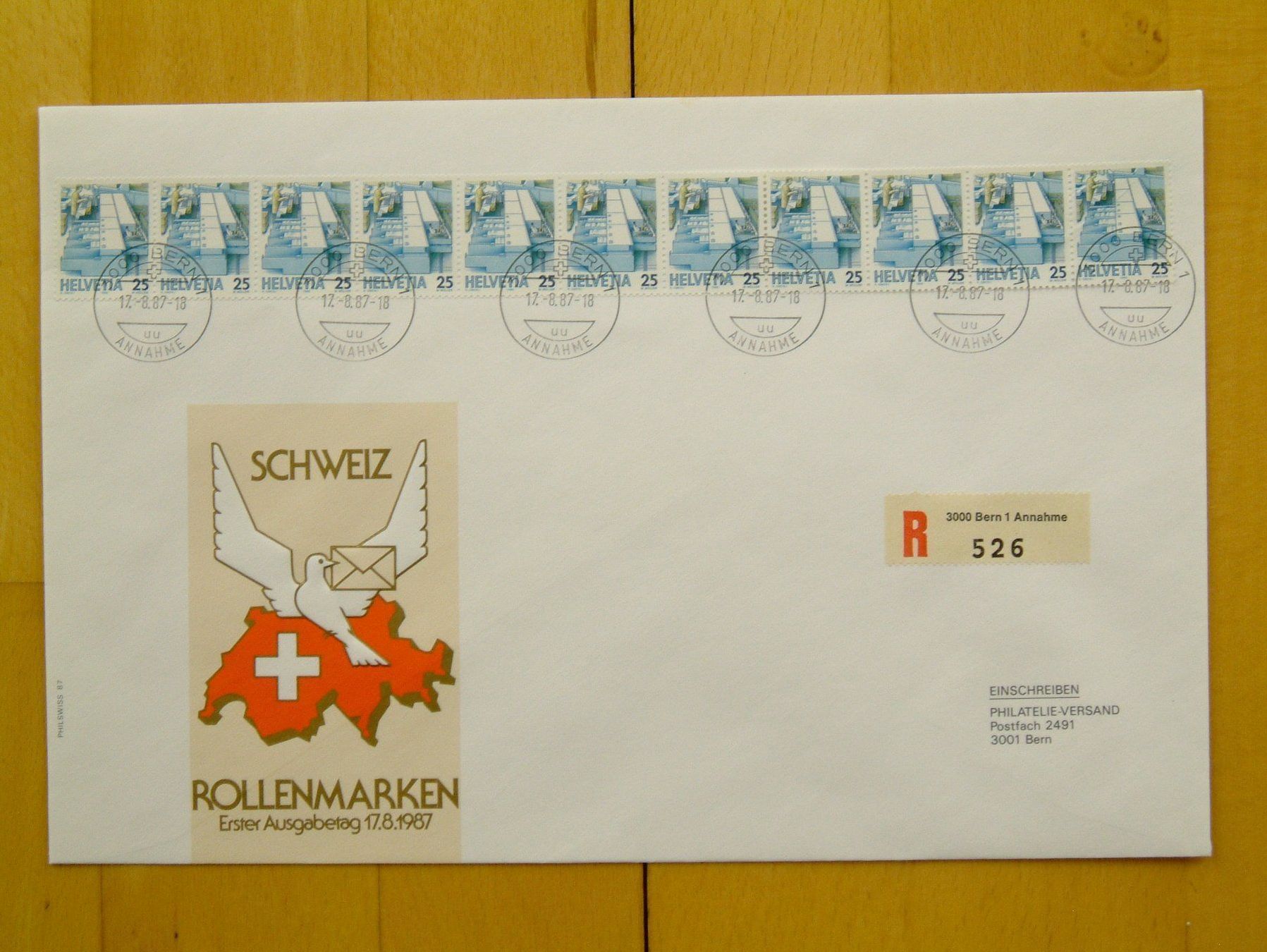 Tutti i francobolli: 8 Rollenmarken Elferstreifen Kat. 670.00 – Usato da Affoltern am Albis venduto da Rayon13 8