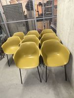 Kave Sitzschalen Stühle gelb, 8 Stk, Retro Design, Stapelbar