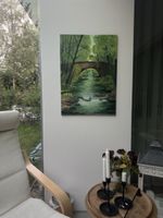 Handgemaltes Acrylbild mit Struktur – Flusslandschaft 50x70 