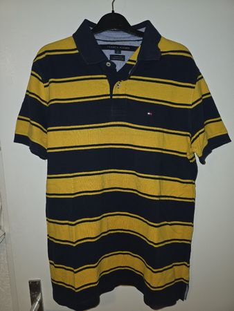 Polo Tommy Hilfiger Custom Fit jaune & bleu marine Taille M