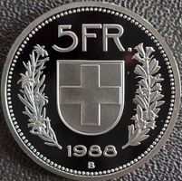 5 Franken 1988 pp / aus Münzsatz / in einer Münzkapsel