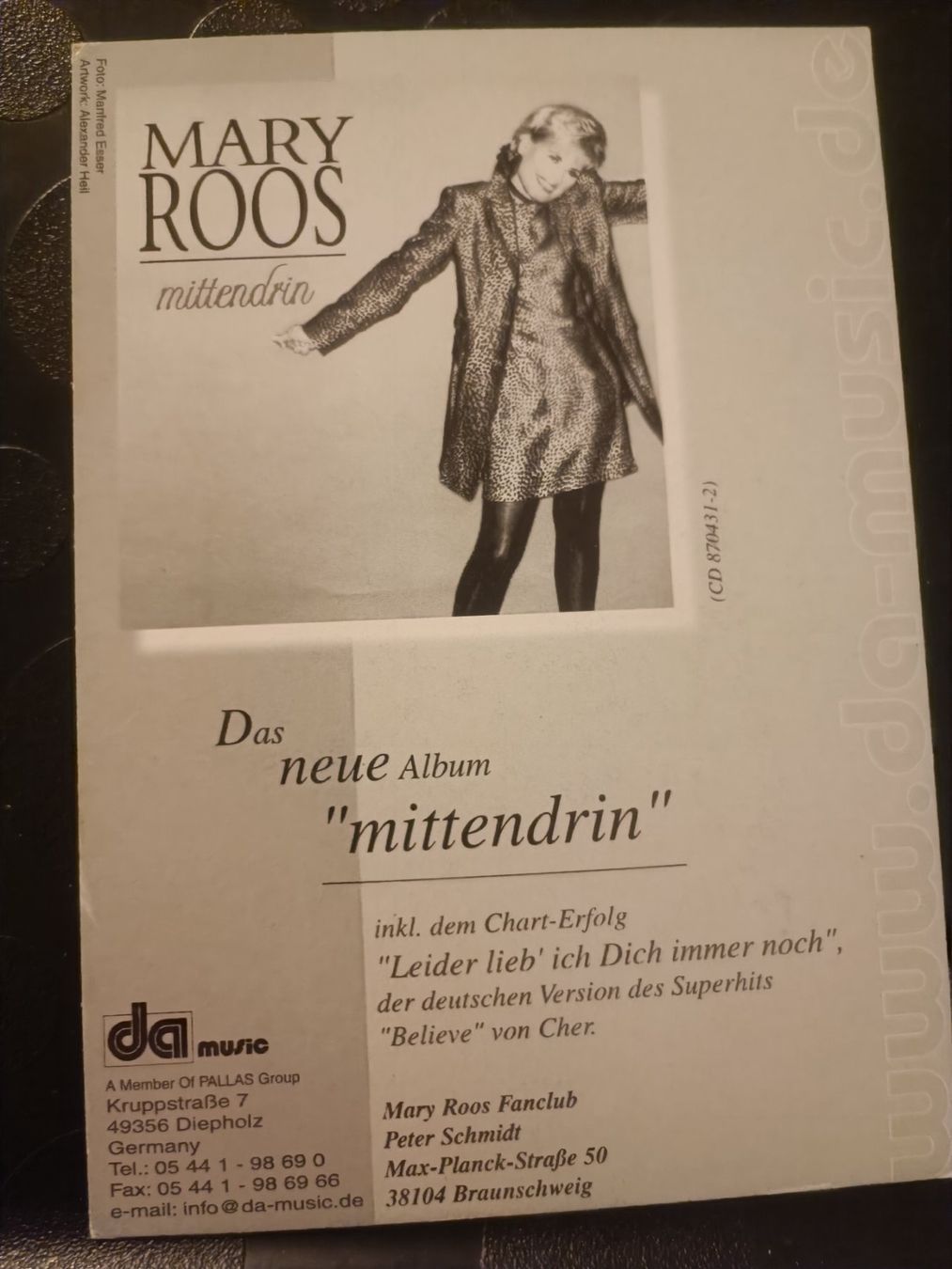 Autografi: Mary Roos - signierte Autogrammkarte – Usato da Menziken venduto da Artographs 1