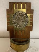 Antike Weihwasserschale Holz/Metall - Wanddeko Vintage