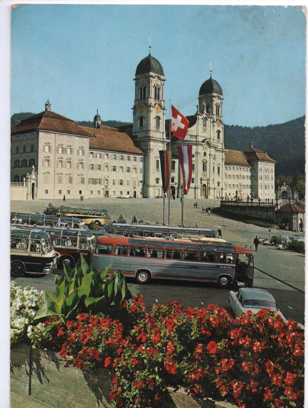 Cartoline postali: EINSIEDELN Kloster, Auto, Bus – Usato da Jona venduto da philajona