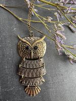Grose Vintage-Eulenkette mit beweglichen Elementen – bronz