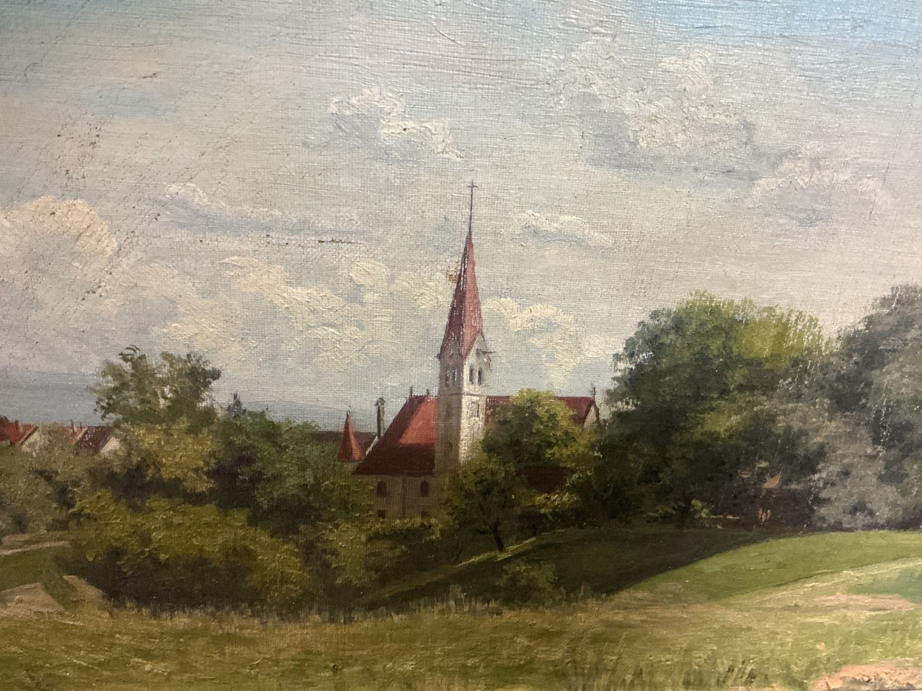 Gemälde: Ölbild Landschaft mit Kirche – Gebraucht aus Bern von vielerart 1