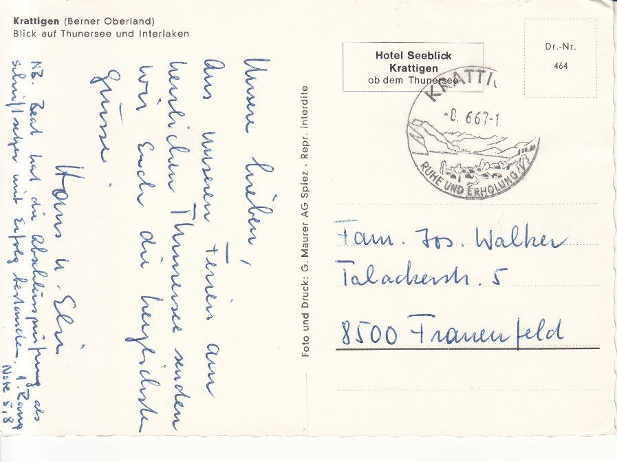 Cartoline postali: Krattingen 1967 – Usato da Bürglen TG venduto da StampGraf 1