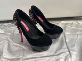 Plateau Pumps schwarz/pink Gr 35 Neu