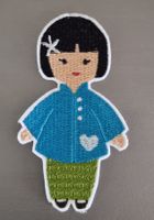 Aufnäher Appli Girl im Kimono Patches Handarbeit waschbar