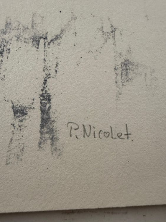 P.NICOLET LINOLSCHNITT SIGNIERT  AUF BÜTTENPAPIER 3