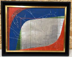 Acryl Collage signiert Evelyne Schmid 1988   (ID H446)