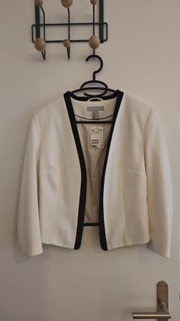 H&M Kurzer Blazer, Grösse 38, Weiss mit Schwarz, Neu